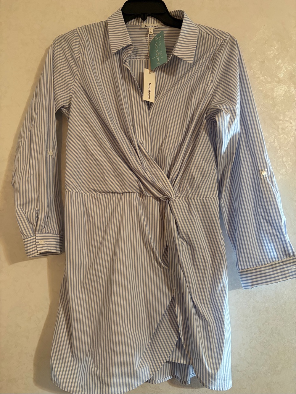 Heartloom Blue & White Striped Collared Shirt dress